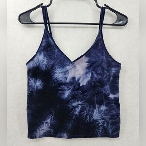 American Eagle Outfitters Cropped Blue Crushed Velvet Tank Top Women's Medium